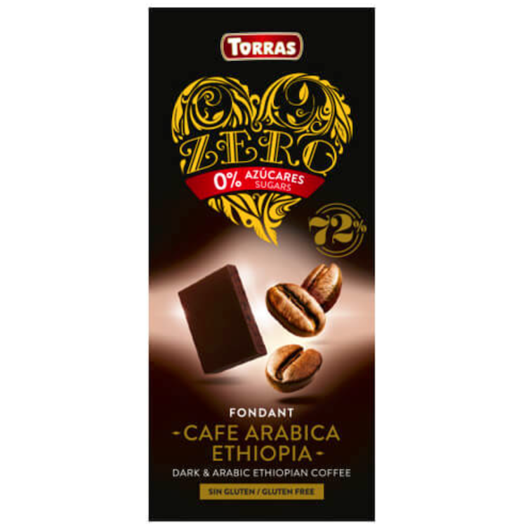 Zero dark chocolate with coffee beans
