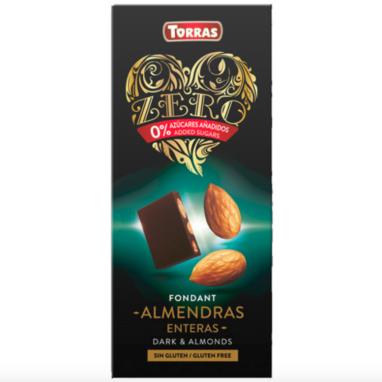 Zero dark chocolate with almonds
