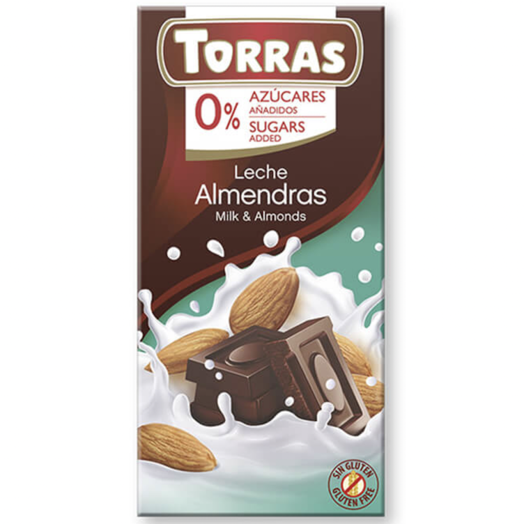 Sugar-free milk chocolate with almonds